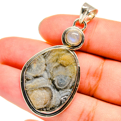 Desert Druzy, Rainbow Moonstone Pendants handcrafted by Ana Silver Co - PD13632