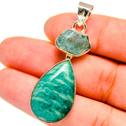 Amazonite, Aquamarine Pendants handcrafted by Ana Silver Co - PD13635