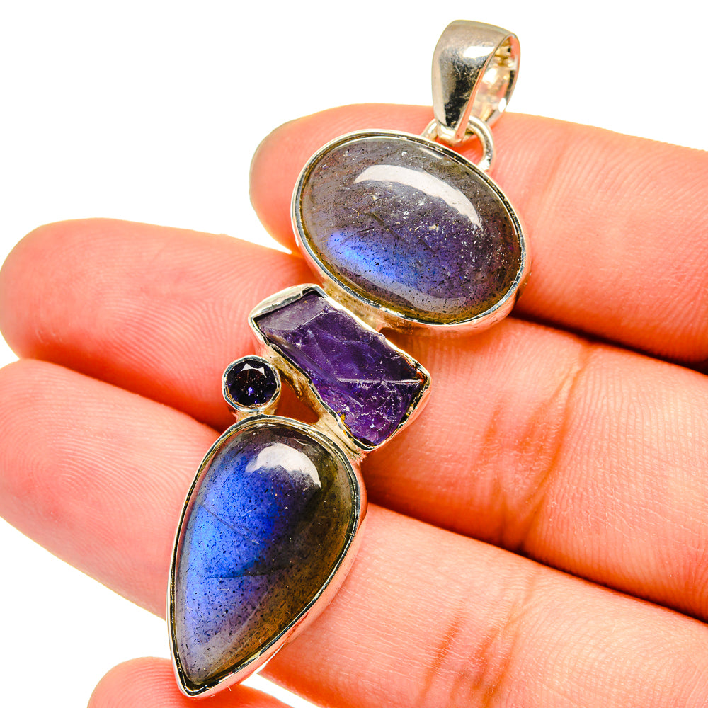 Labradorite, Tanzanite Pendants handcrafted by Ana Silver Co - PD13641