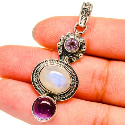 Rainbow Moonstone, Amethyst Pendants handcrafted by Ana Silver Co - PD13644