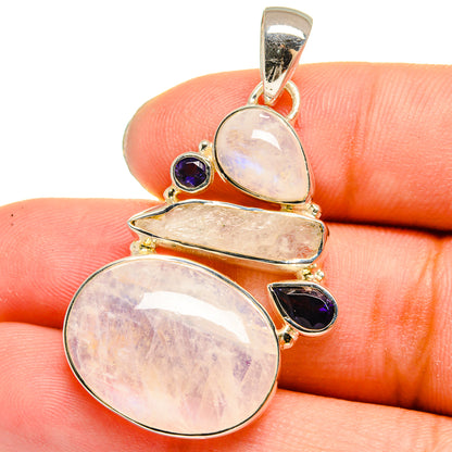 Rainbow Moonstone, Tanzanite Pendants handcrafted by Ana Silver Co - PD13645