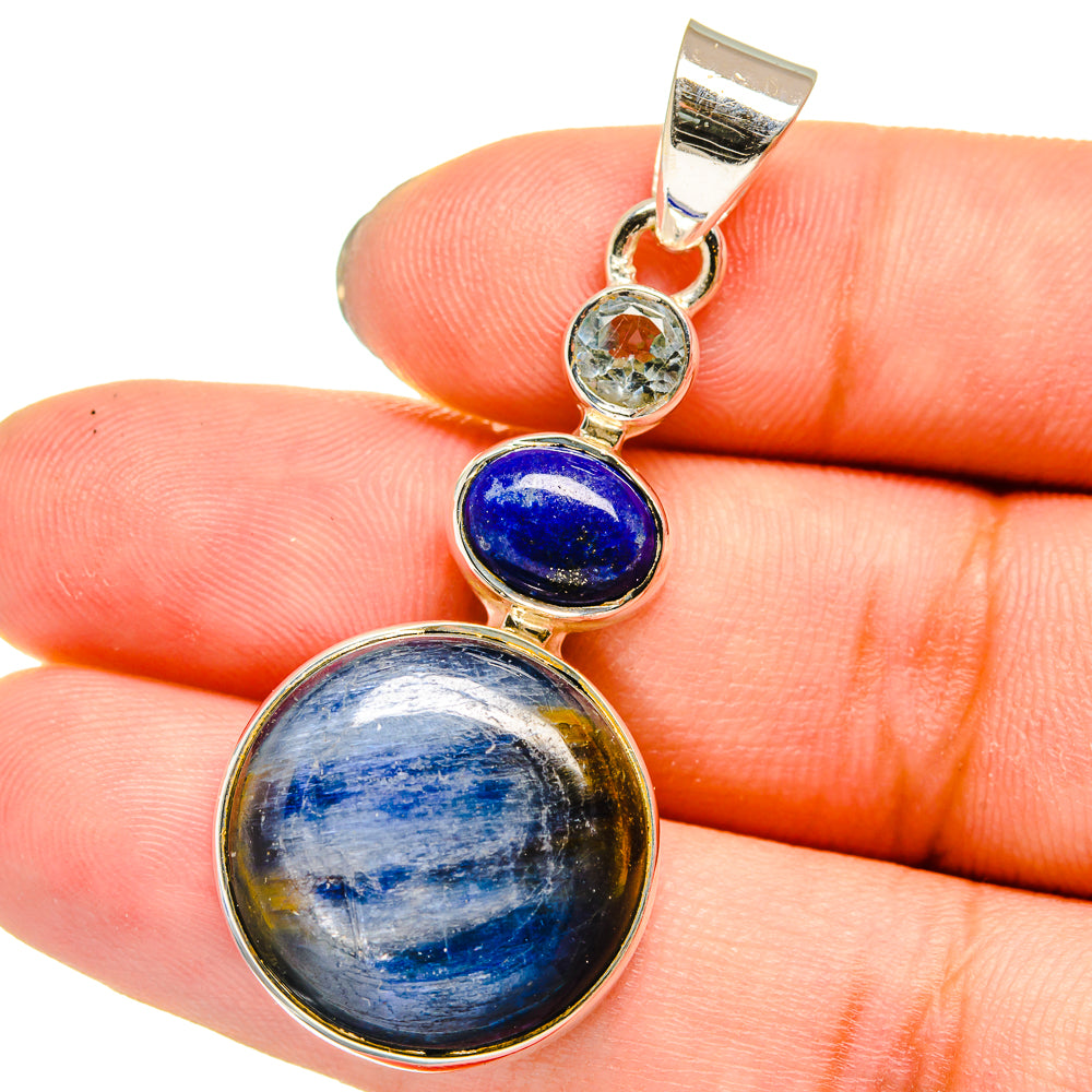 Kyanite, Lapis Lazuli, Blue Topaz Pendants handcrafted by Ana Silver Co - PD13647