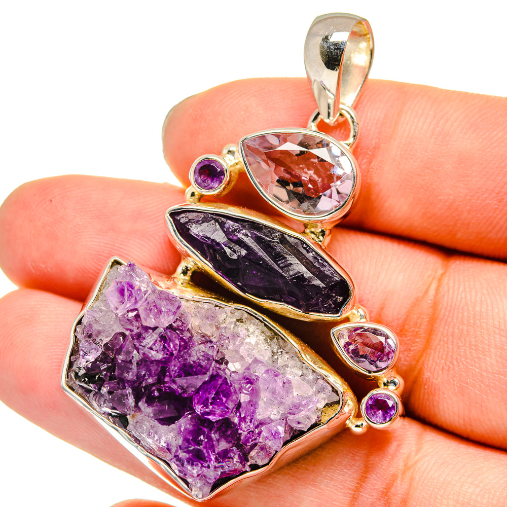 Amethyst Crystal Pendants handcrafted by Ana Silver Co - PD13653