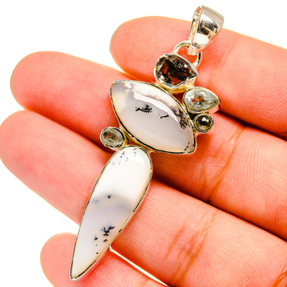 Dendritic Opal, Herkimer Diamond, Peridot Pendants handcrafted by Ana Silver Co - PD13663