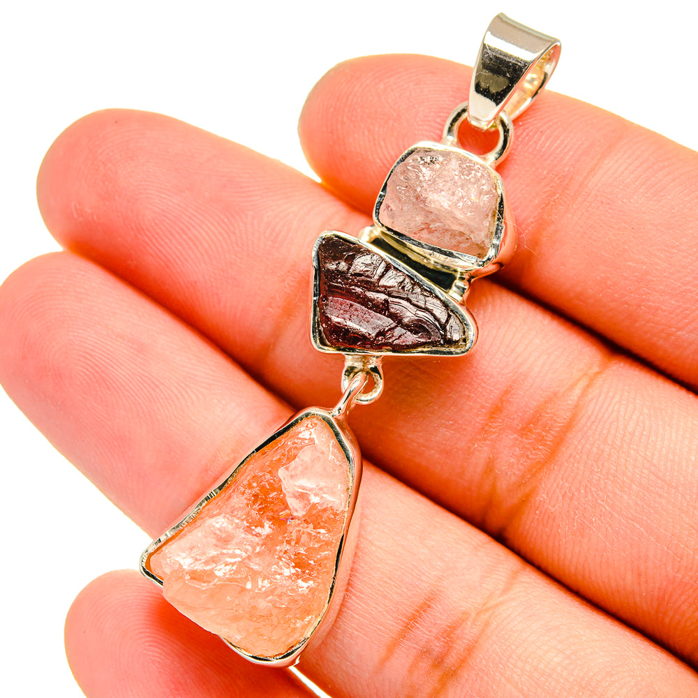 Rose Quartz, Garnet Pendants handcrafted by Ana Silver Co - PD13664