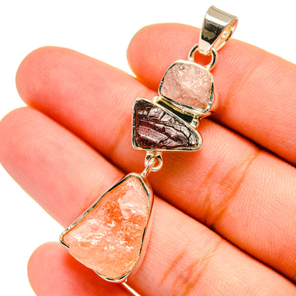 Rose Quartz, Garnet Pendants handcrafted by Ana Silver Co - PD13664