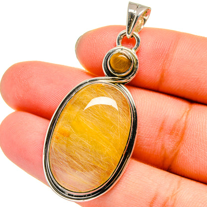 Rutilated Quartz, Tiger Eye Pendants handcrafted by Ana Silver Co - PD13666