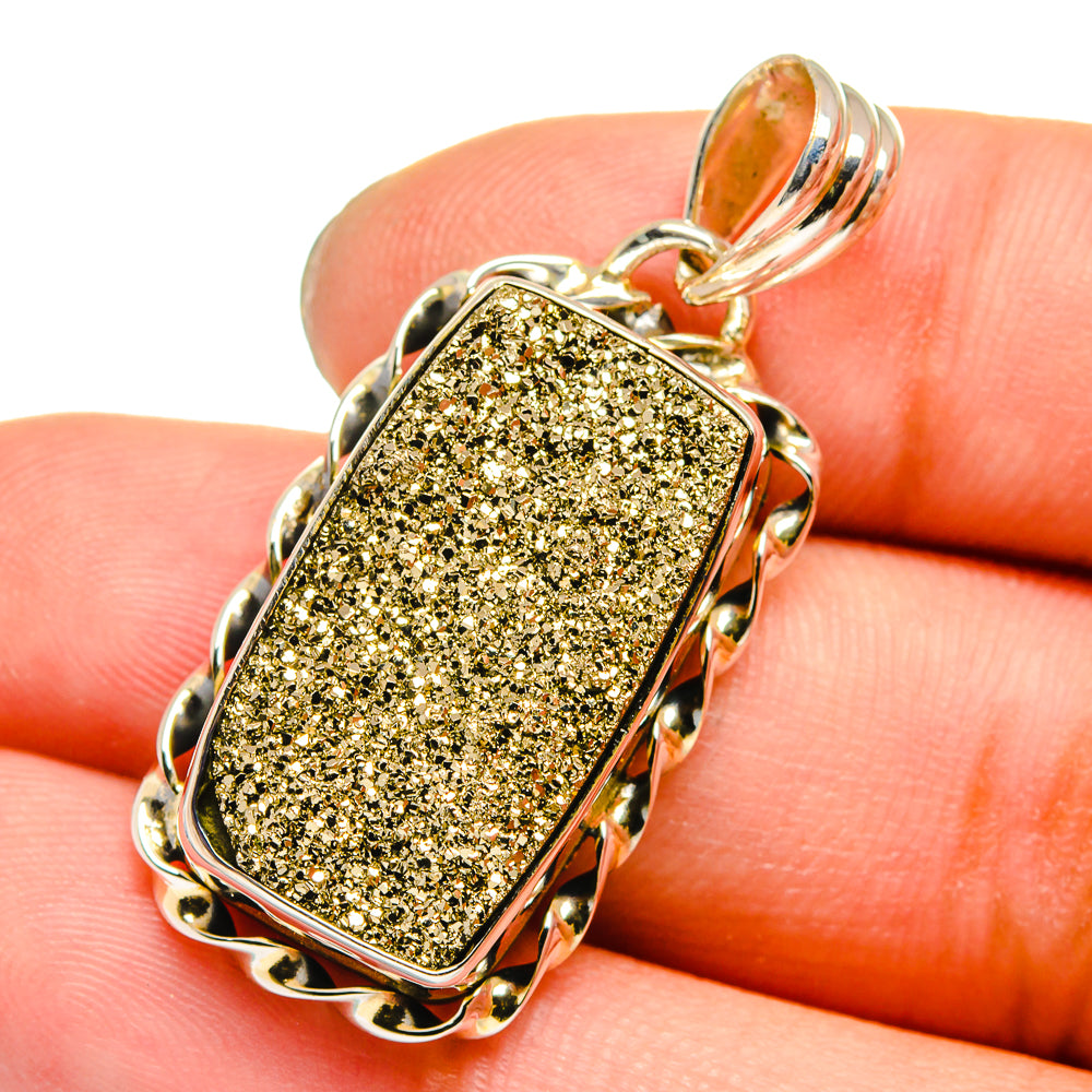 Spectro Pyrite Druzy Pendants handcrafted by Ana Silver Co - PD13668