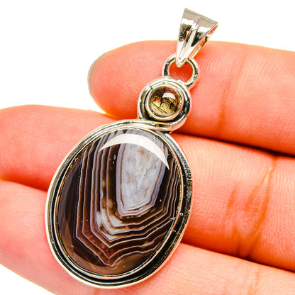 Botswana Agate, Citrine Pendants handcrafted by Ana Silver Co - PD13677