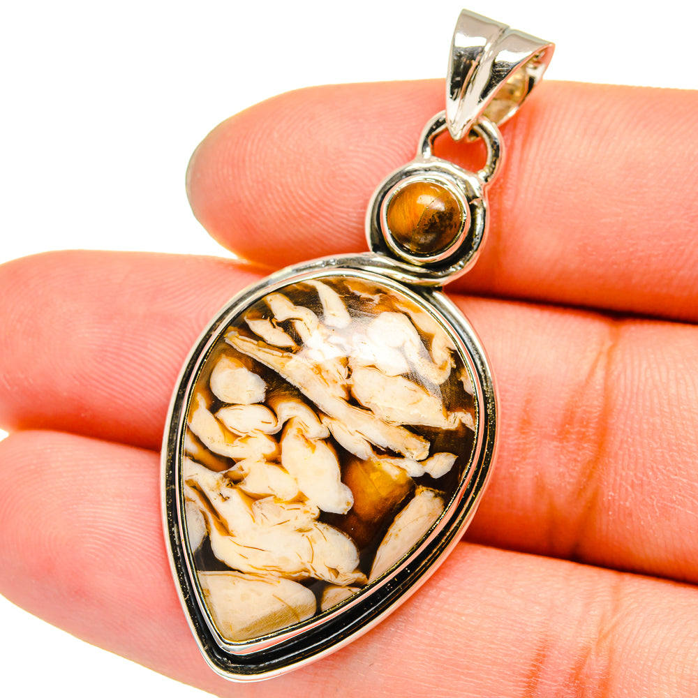 Peanut Wood Jasper, Tiger Eye Pendants handcrafted by Ana Silver Co - PD13678