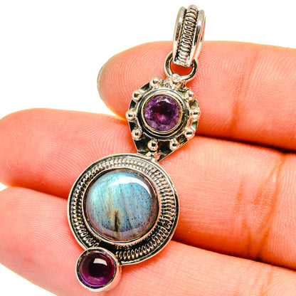 Labradorite, Amethyst Pendants handcrafted by Ana Silver Co - PD13681