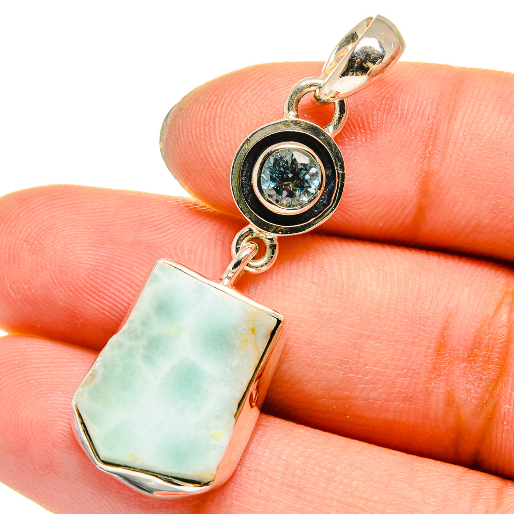 Larimar, Blue Topaz Pendants handcrafted by Ana Silver Co - PD13694