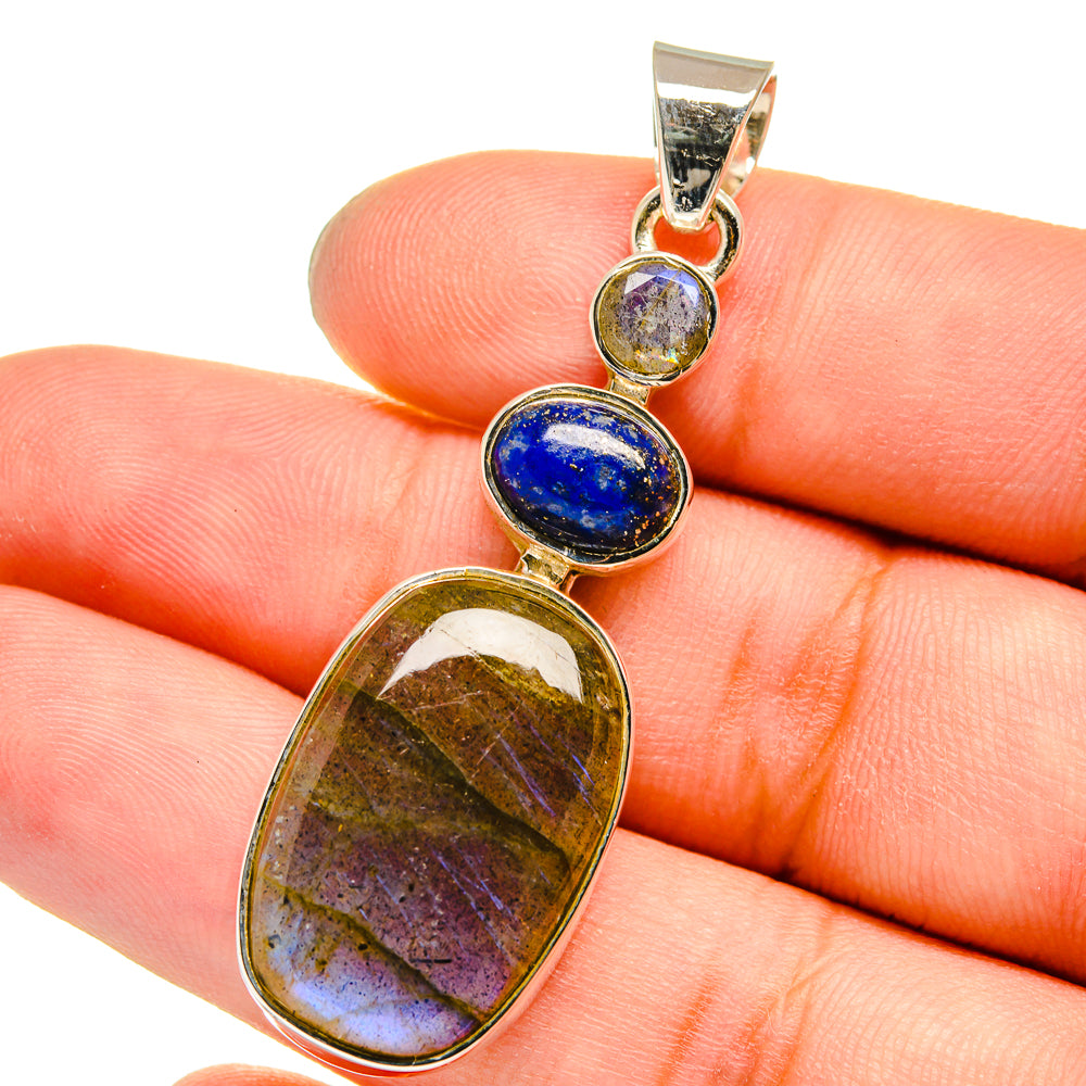Labradorite, Lapis Lazuli Pendants handcrafted by Ana Silver Co - PD13695