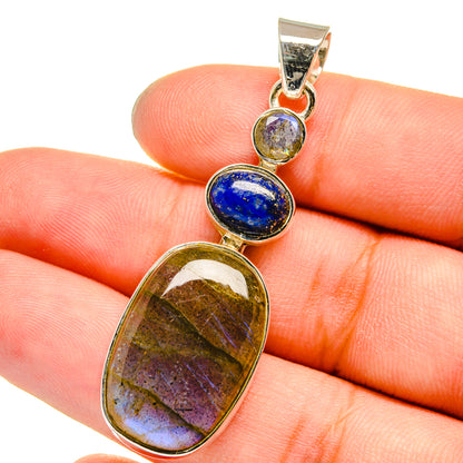 Labradorite, Lapis Lazuli Pendants handcrafted by Ana Silver Co - PD13695