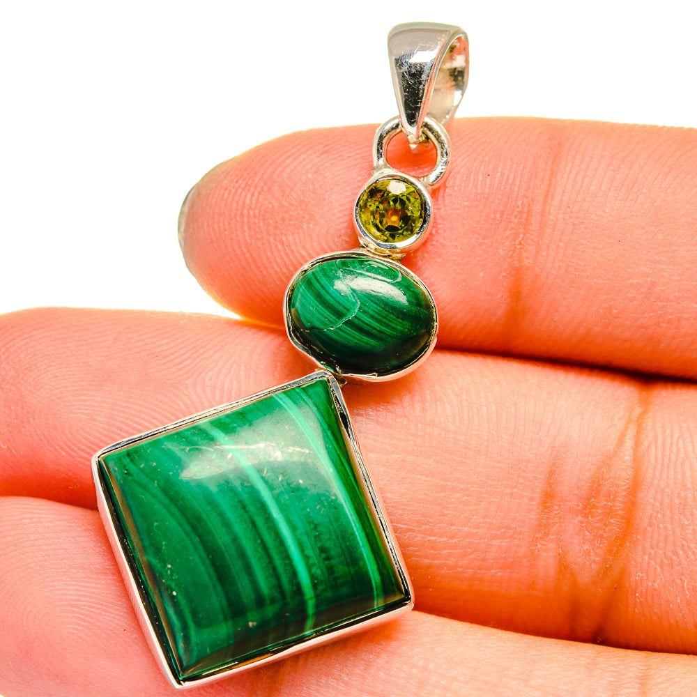 Malachite, Peridot Pendants handcrafted by Ana Silver Co - PD13702
