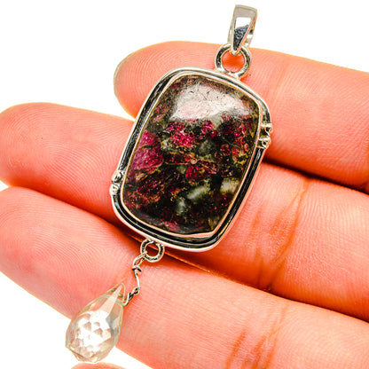 Russian Eudialyte, White Quartz Pendants handcrafted by Ana Silver Co - PD13706