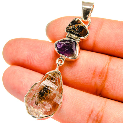 Herkimer Diamond, Amethyst Pendants handcrafted by Ana Silver Co - PD13715