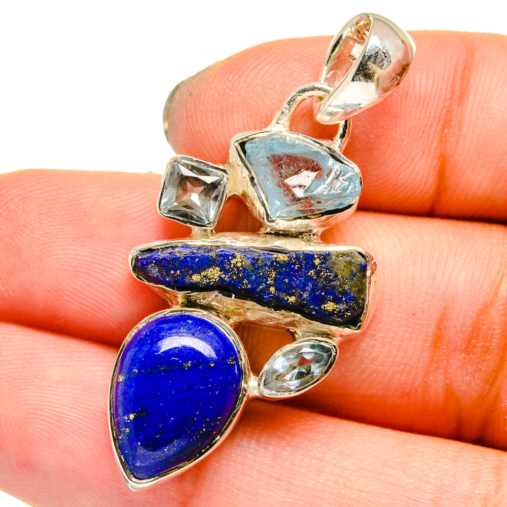 Lapis Lazuli, Aquamarine, Blue Topaz Pendants handcrafted by Ana Silver Co - PD13718