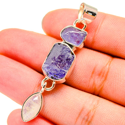 Tanzanite, Rainbow Moonstone Pendants handcrafted by Ana Silver Co - PD13726