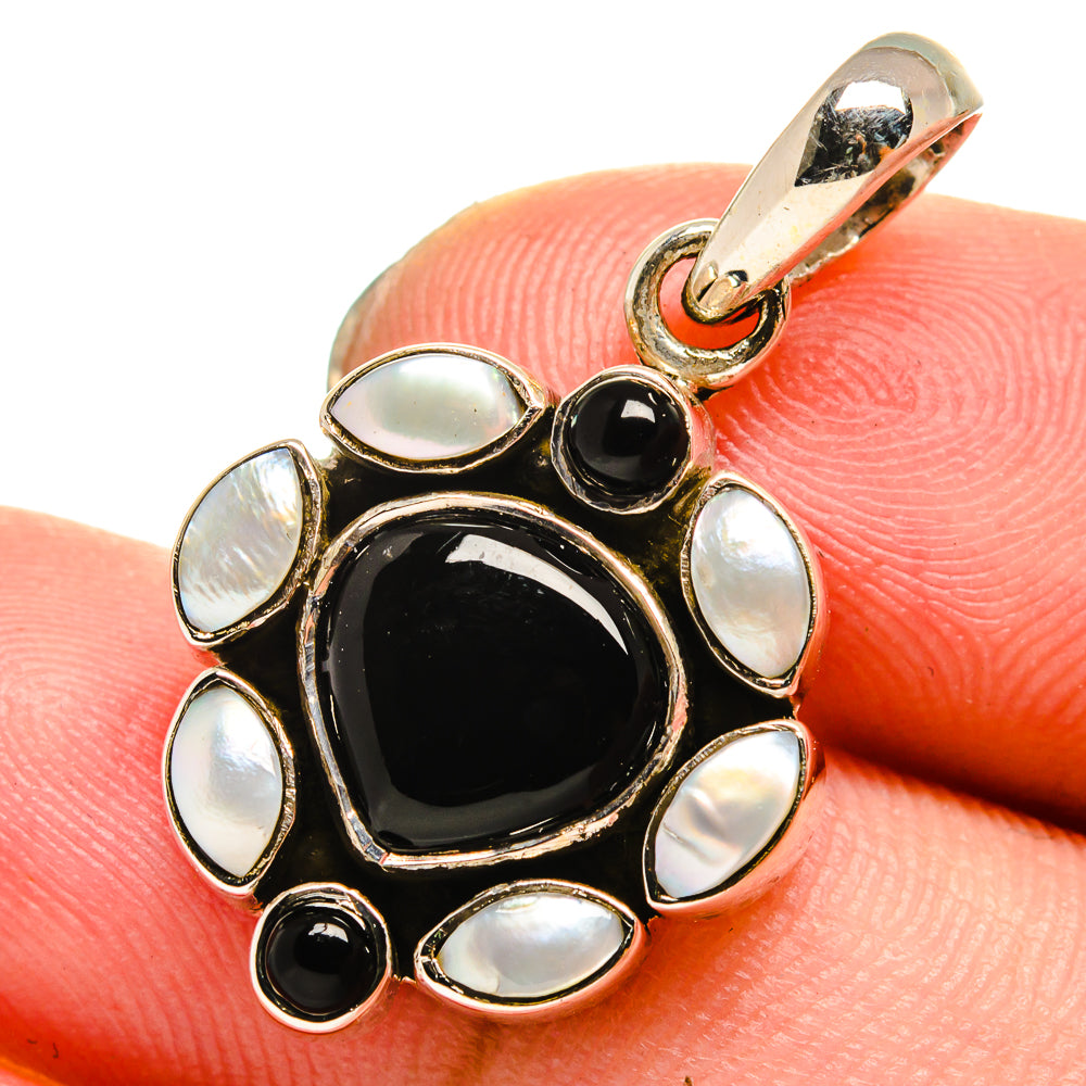 Black Onyx, Cultured Pearl Pendants handcrafted by Ana Silver Co - PD13733