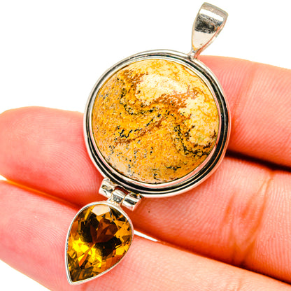 Picture Jasper, Citrine Pendants handcrafted by Ana Silver Co - PD13740