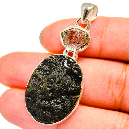 Tektite, Herkimer Diamond Pendants handcrafted by Ana Silver Co - PD13750