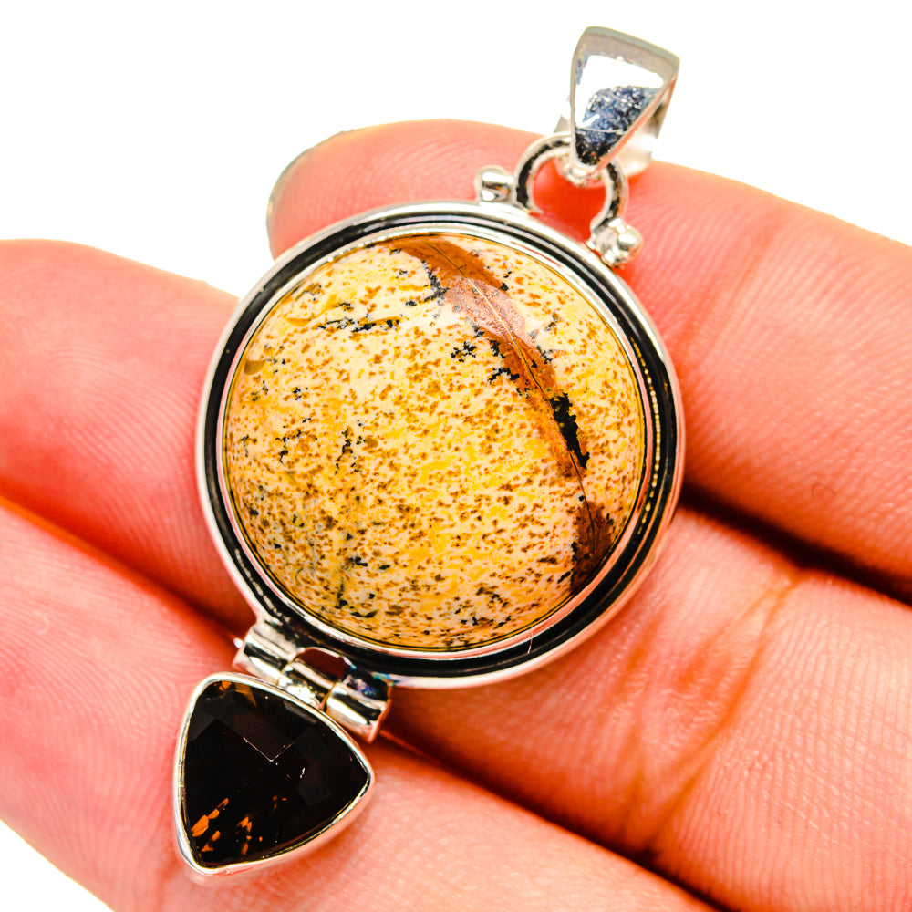 Picture Jasper, Smoky Quartz Pendants handcrafted by Ana Silver Co - PD13751