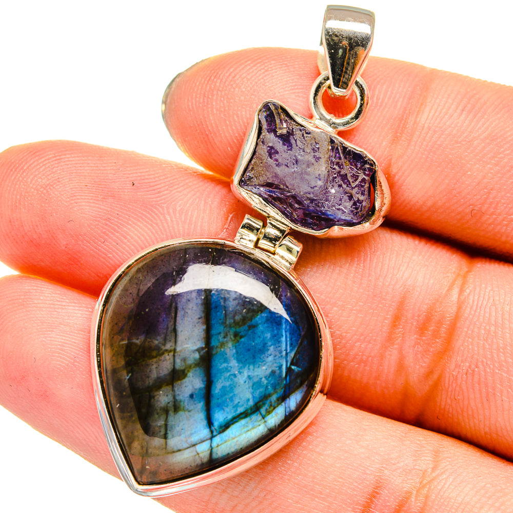 Labradorite, Tanzanite Pendants handcrafted by Ana Silver Co - PD13782