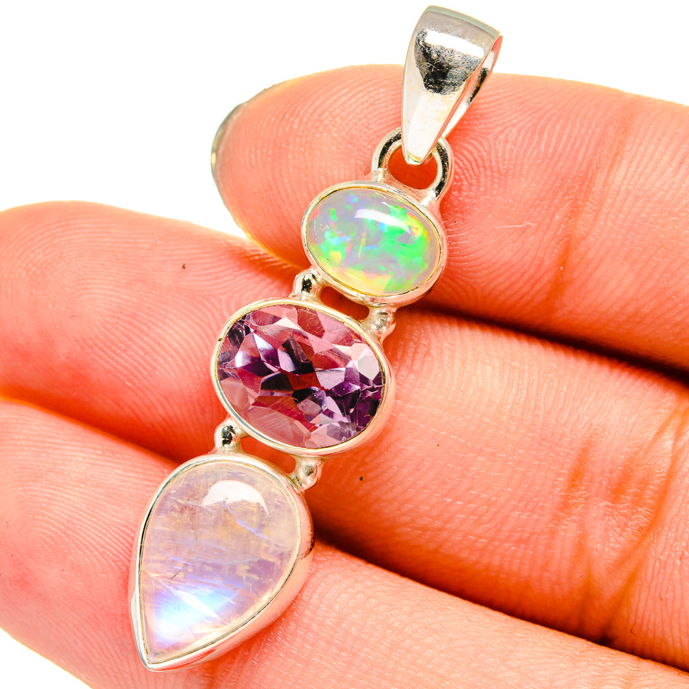 Rainbow Moonstone, Amethyst Pendants handcrafted by Ana Silver Co - PD13783