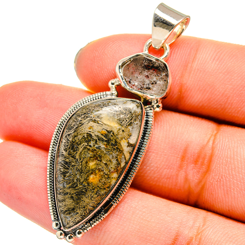 Pyrite Agate, Herkimer Diamond Pendants handcrafted by Ana Silver Co - PD13805
