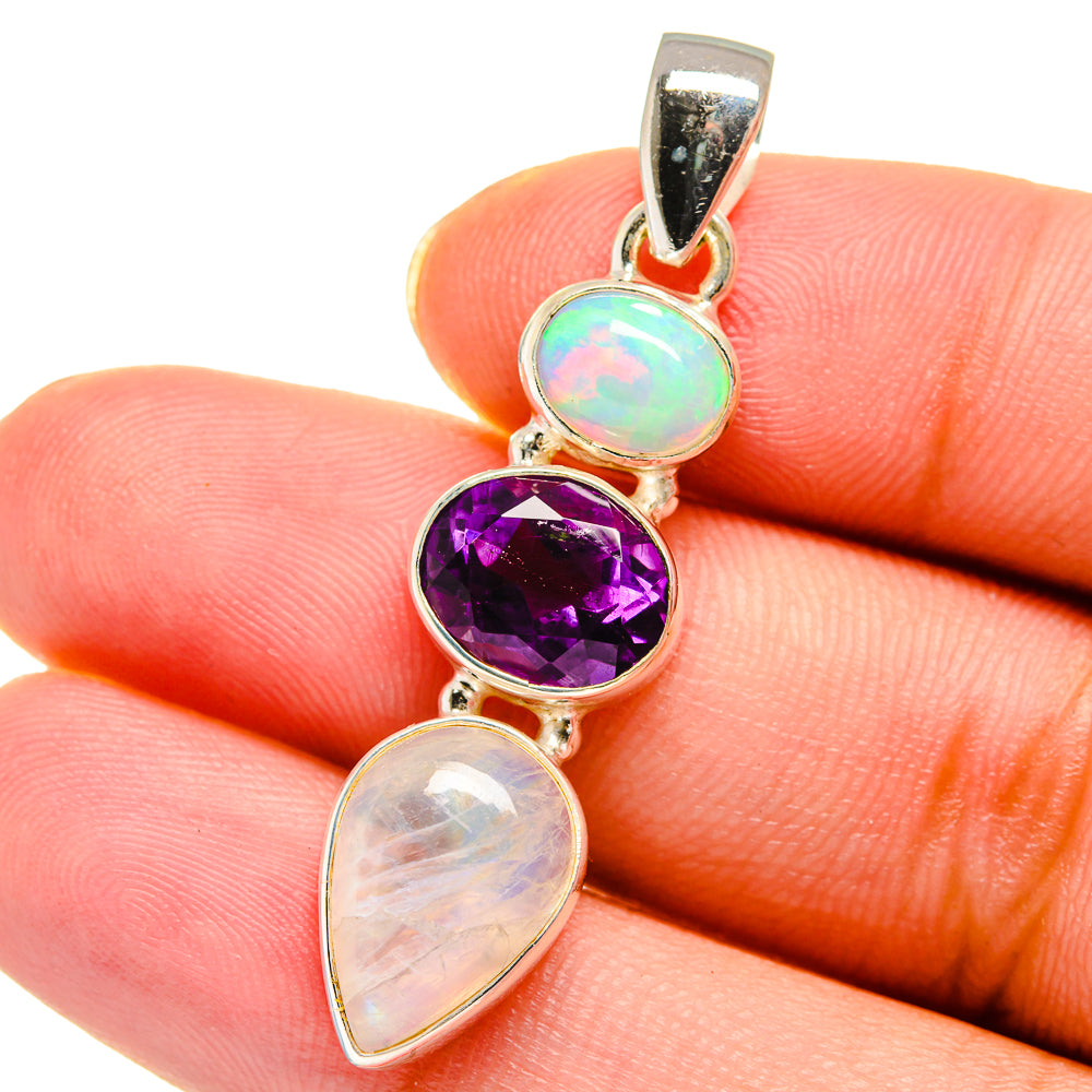Rainbow Moonstone Pendants handcrafted by Ana Silver Co - PD13826