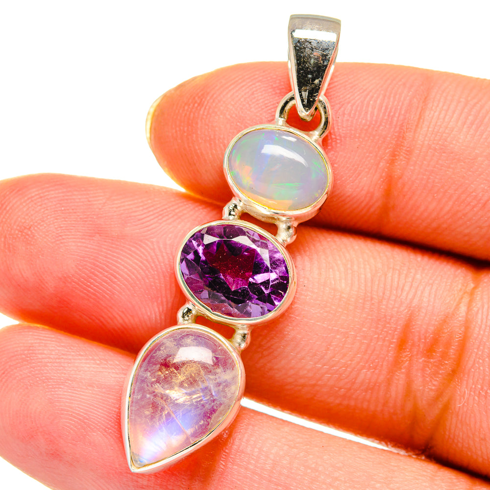 Rainbow Moonstone Pendants handcrafted by Ana Silver Co - PD13867