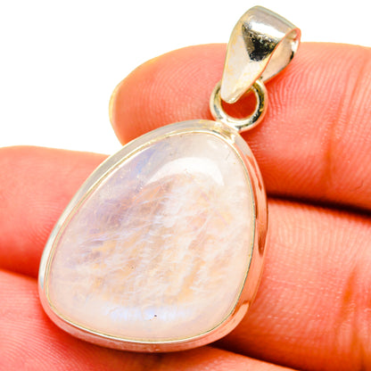 Moonstone pendant bail and teardrop bezel in polished 925 sterling silver, opalescent.
