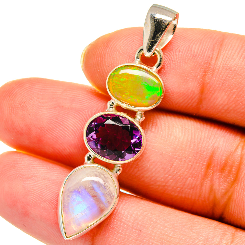 Rainbow Moonstone Pendants handcrafted by Ana Silver Co - PD13900