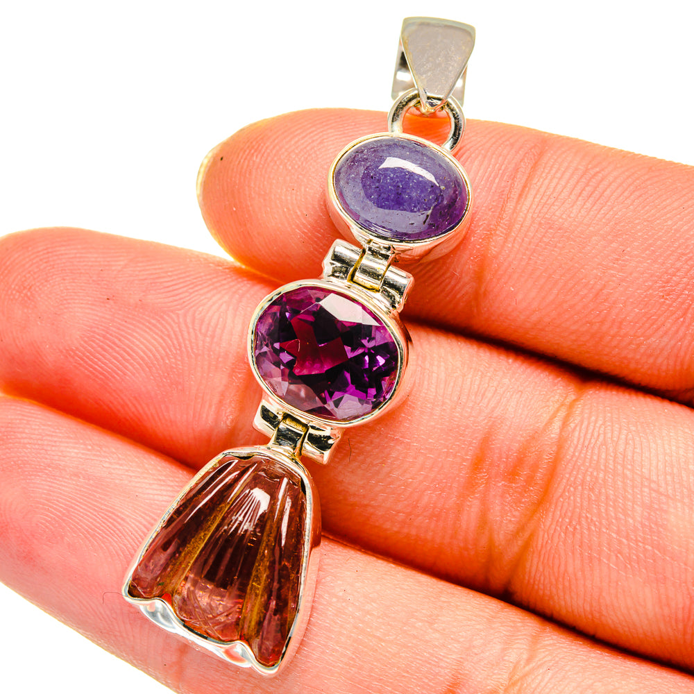 Pink Tourmaline Pendants handcrafted by Ana Silver Co - PD13915