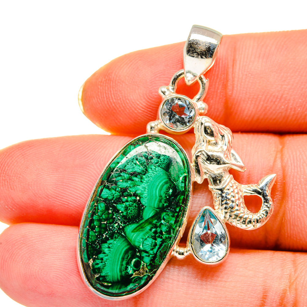 Malachite In Chrysocolla Pendants handcrafted by Ana Silver Co - PD13924