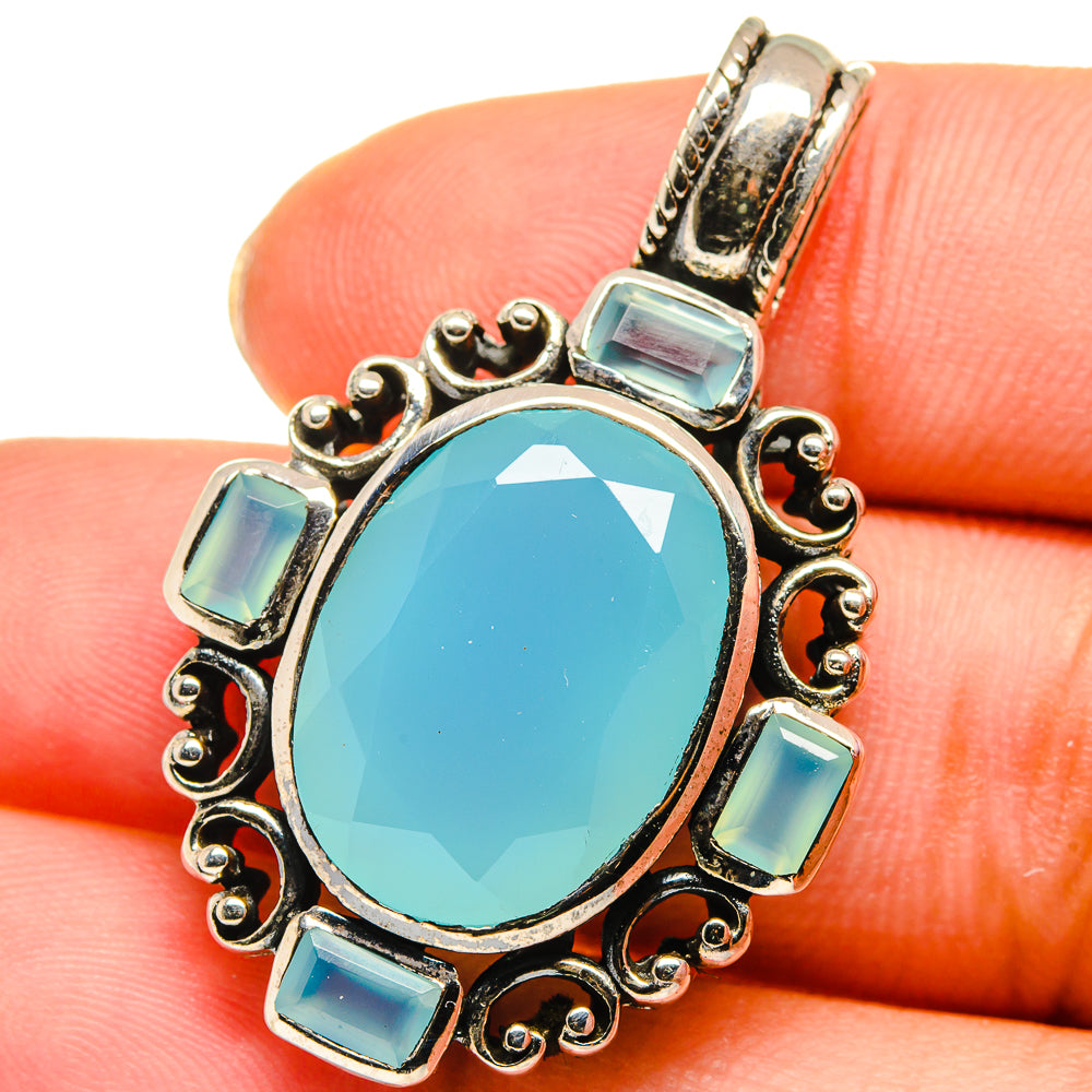 Aqua Chalcedony Pendants handcrafted by Ana Silver Co - PD13964
