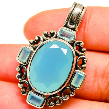 Aqua Chalcedony Pendants handcrafted by Ana Silver Co - PD13964