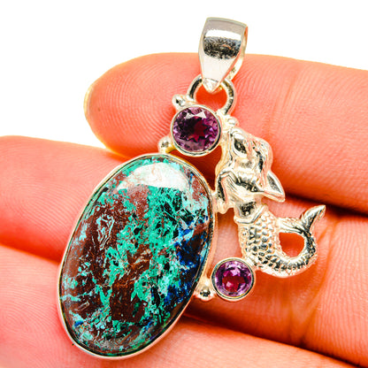 Shattuckite, Amethyst Pendants handcrafted by Ana Silver Co - PD13977