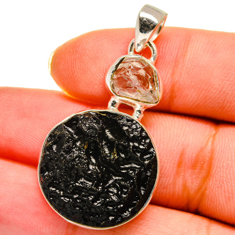 Tektite, Herkimer Diamond Pendants handcrafted by Ana Silver Co - PD13982