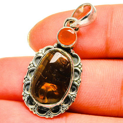 Mexican Fire Agate, Carnelian Pendants handcrafted by Ana Silver Co - PD13986