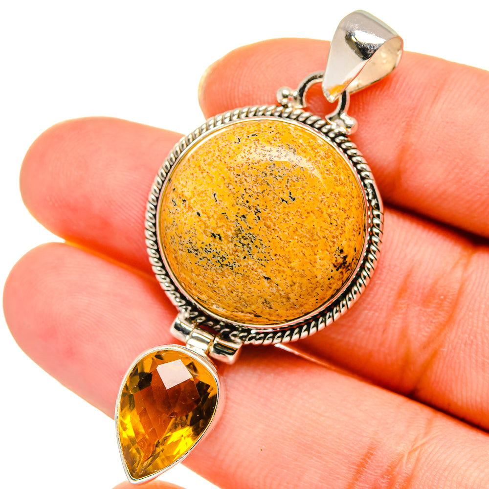 Picture Jasper, Citrine Pendants handcrafted by Ana Silver Co - PD13994