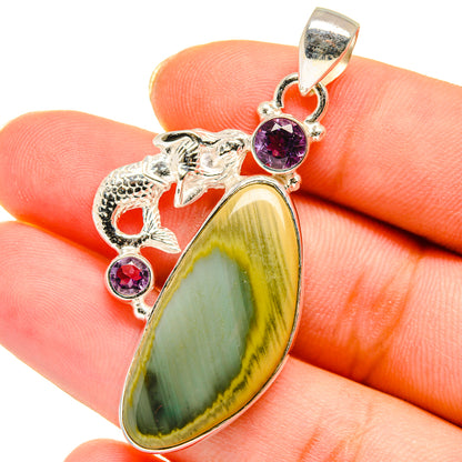 Willow Creek Jasper, Amethyst Pendants handcrafted by Ana Silver Co - PD14002