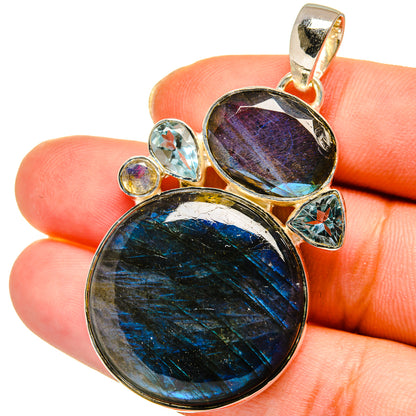 Labradorite, Blue Topaz Pendants handcrafted by Ana Silver Co - PD14017