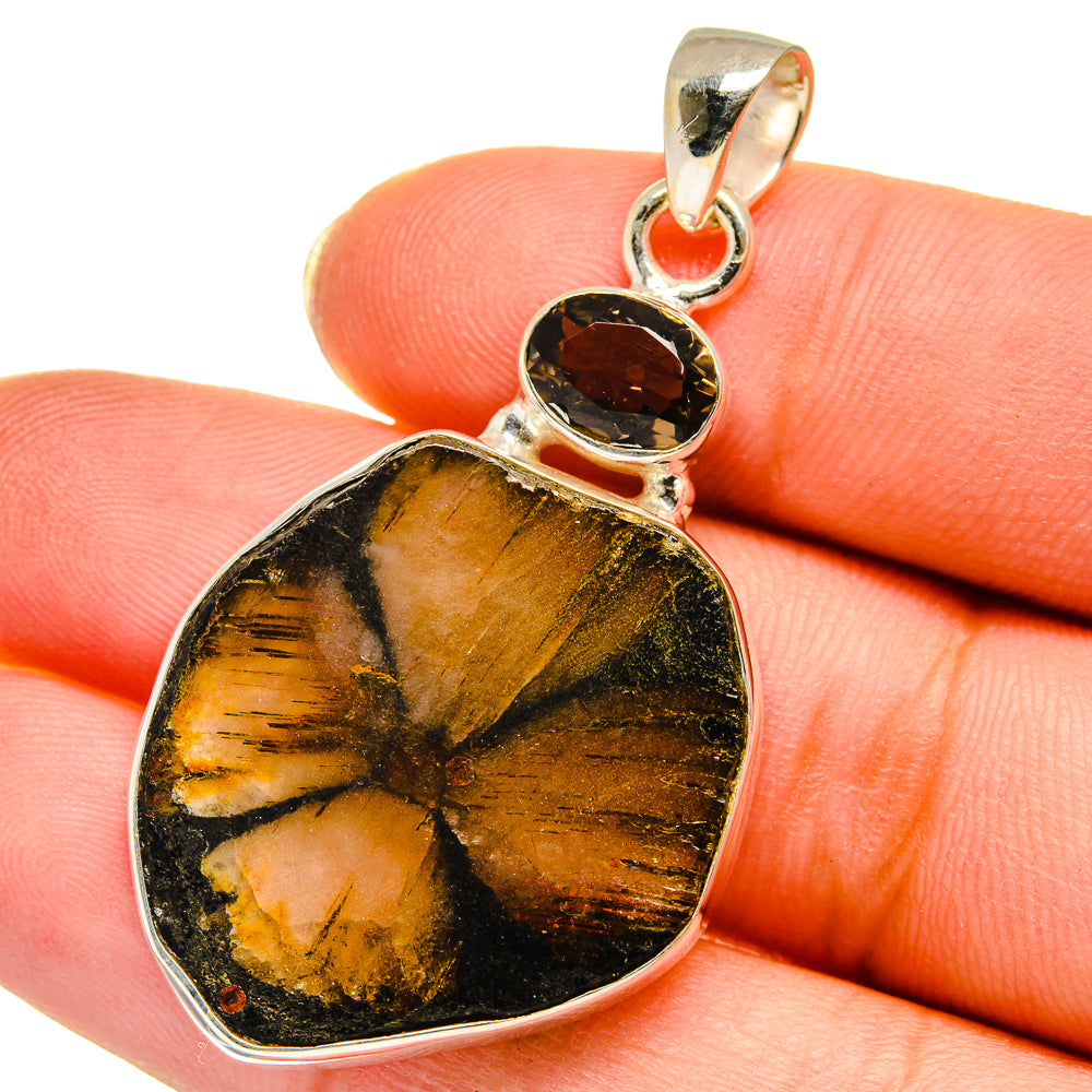 Chiastolite, Smoky Quartz Pendants handcrafted by Ana Silver Co - PD14029