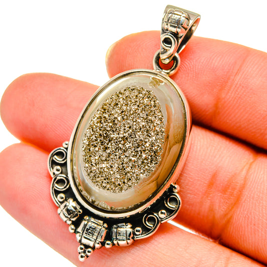 Pyrite Druzy Pendants handcrafted by Ana Silver Co - PD14030