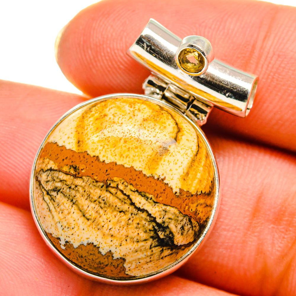 Picture Jasper, Citrine Pendants handcrafted by Ana Silver Co - PD14038