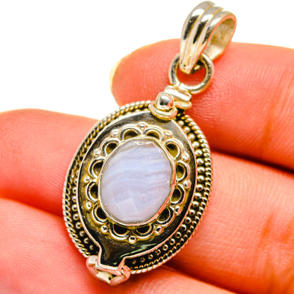 Blue Lace Agate Pendants handcrafted by Ana Silver Co - PD14053
