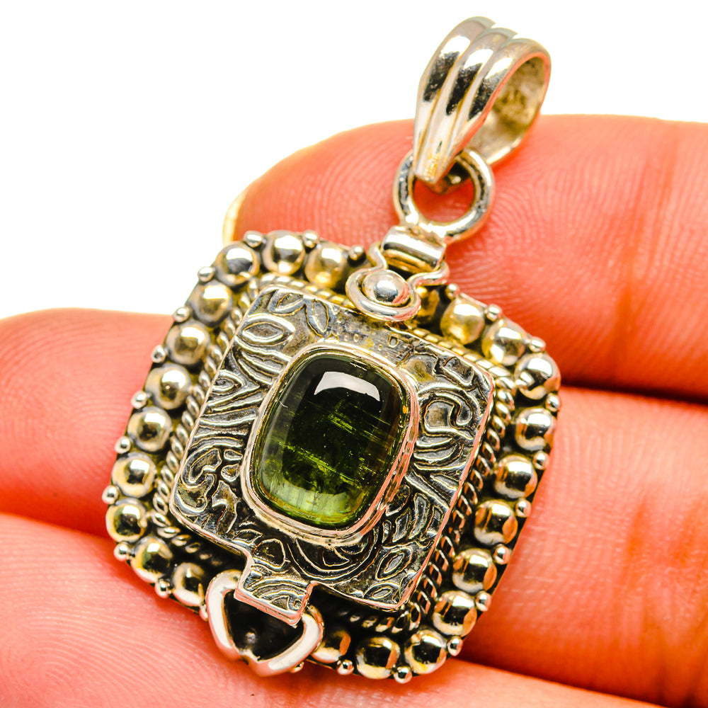 Green Tourmaline Pendants handcrafted by Ana Silver Co - PD14068
