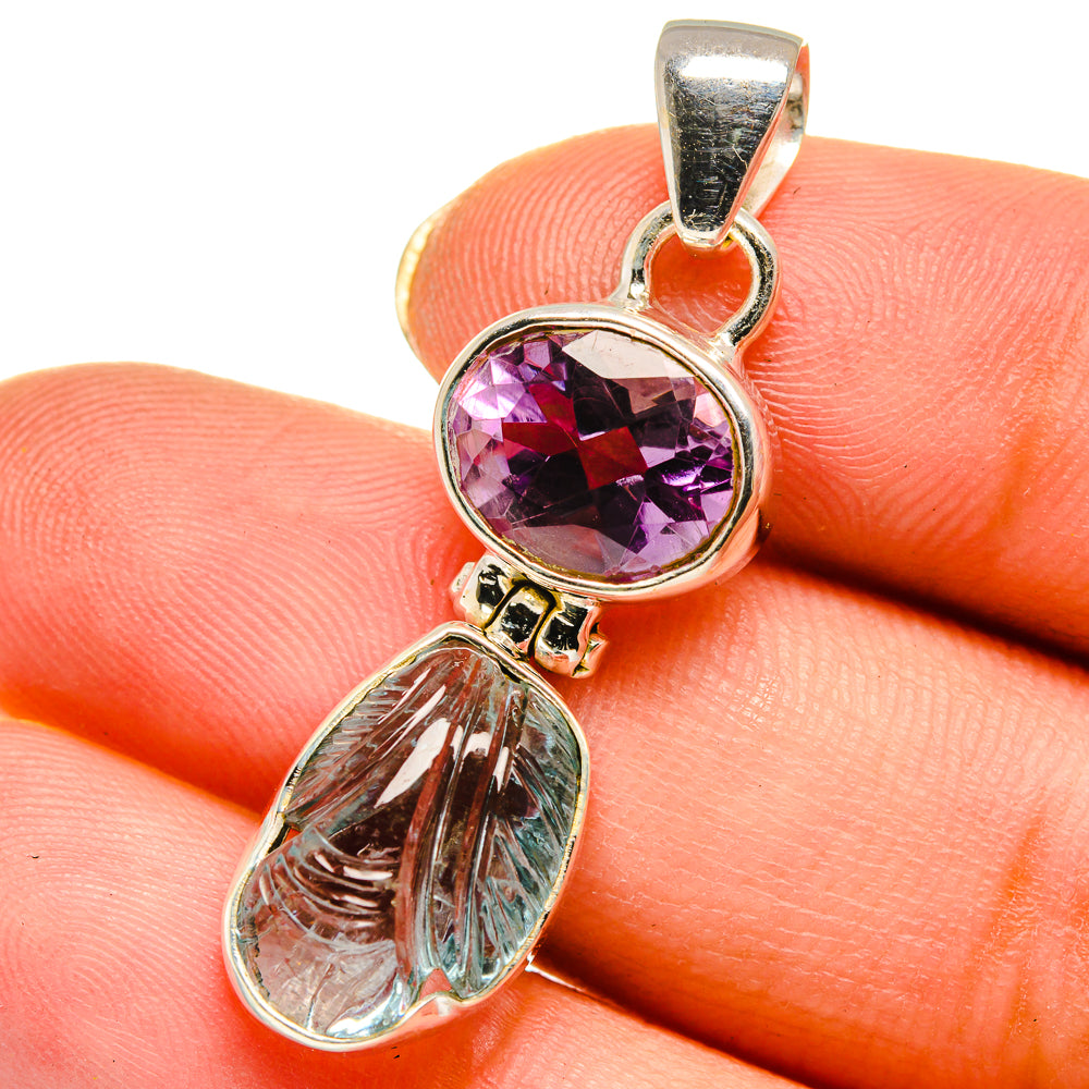 Aquamarine, Amethyst Pendants handcrafted by Ana Silver Co - PD14069